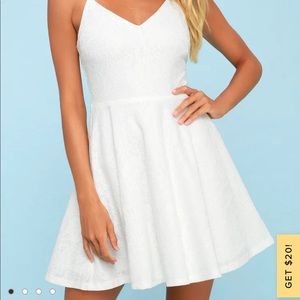 Lulu’s Way With Words White Lace Skater Dress